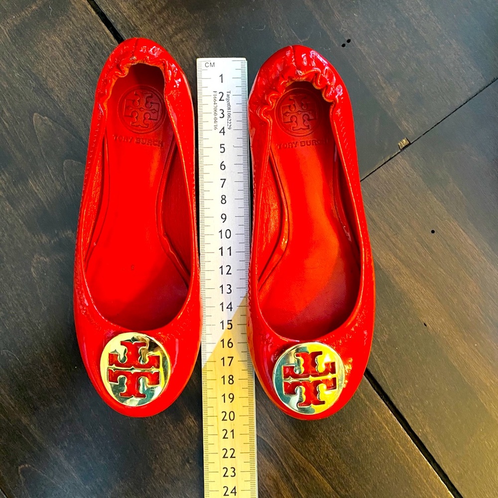 Red Tory Burch patent leather kids flats size 12
